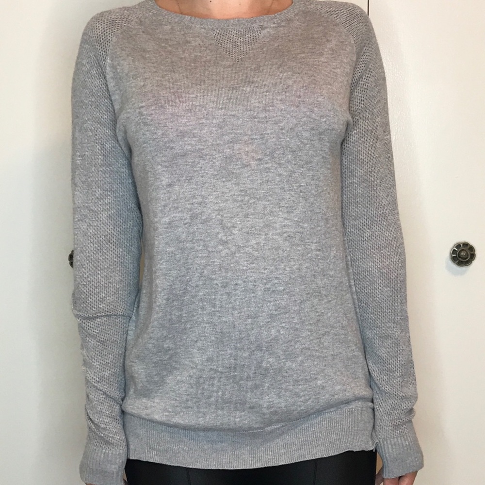 Grey cotton/silk l/s tunic top